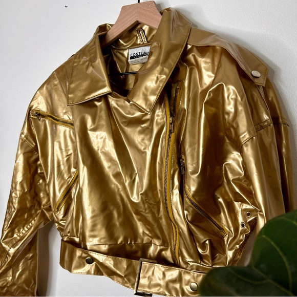 Vintage contempo casuals gold vinyl jacket - Picture 3 of 5